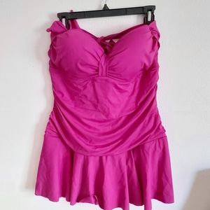 NWT Chaps halter swim dress - size 18 - magenta